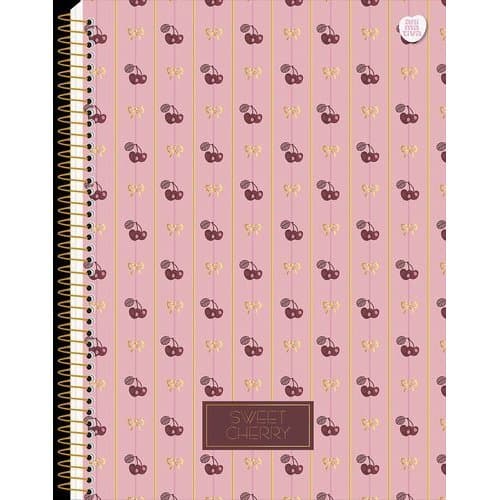 Caderno Universitário Feminino Capa Dura Sweet Cherry – 80 folhas