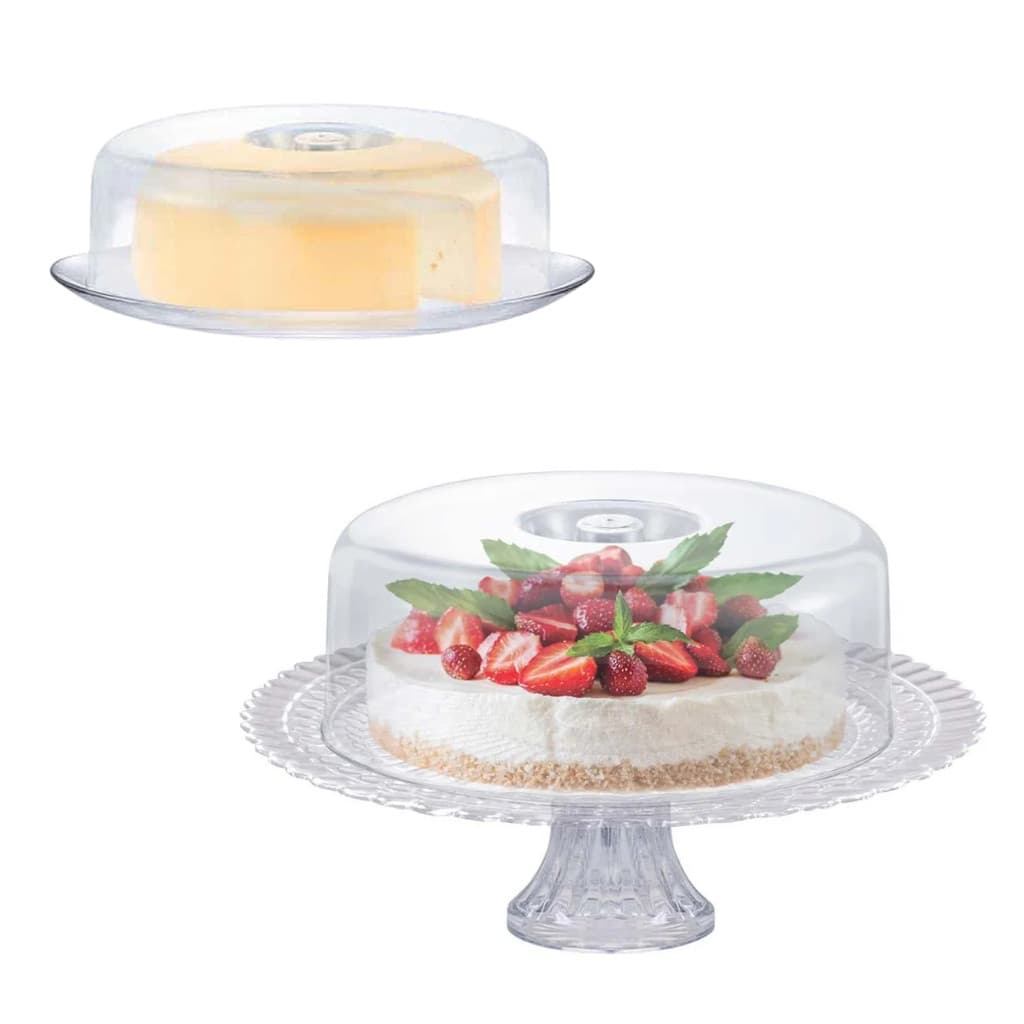 Conjunto Boleira com Pé e Queijeira de Vidro Ruvolo Sofisticado para Mesa Posta, Café da Manhã