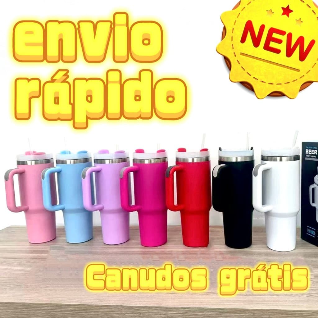 Copo térmico inox 420ml/1200ml Grande capacidade 2 geração com tampa e canudo