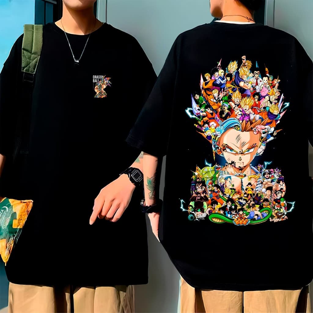 Camiseta Oversized Dragon Anime Ball Streetwear Gohan Camisa Freeza Unissex Feminino Masculino