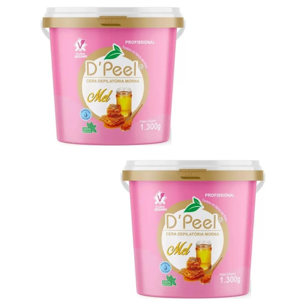 Kit 2 D´Peel Cera Depilatória Profissional Morna 1300g - Mel  - Reds