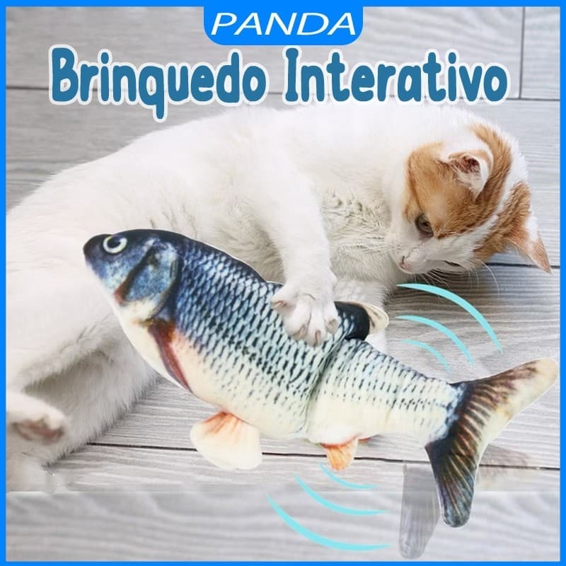 Brinquedo Interativo Peixe Elétrico alançando Recarregável para Gato e Pets com Cabo USB