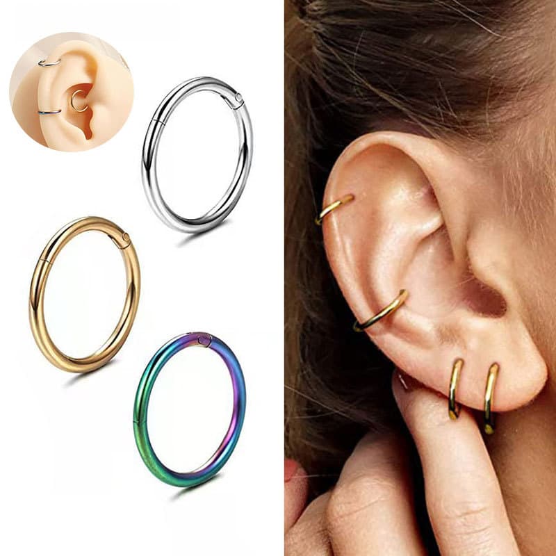Piercing Argola Segmento Articulado Nariz De Aço Cirúrgico/helix-3 cores