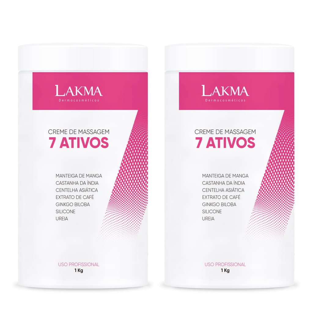 KIT 2 CREME DE MASSAGEM 7 ATIVOS LAKMA 1 KG