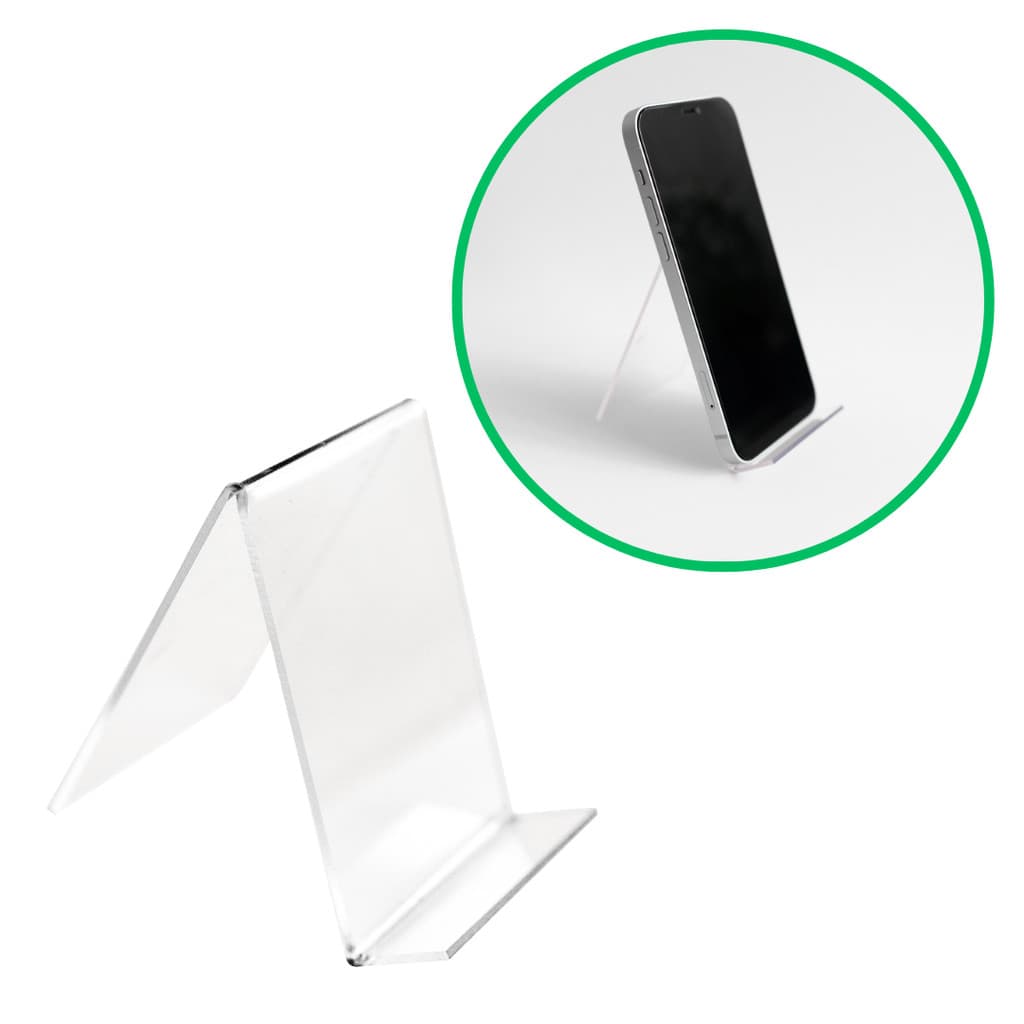 Kit com 5 un. Suporte Celular de mesa Acrílico Petg Cristal