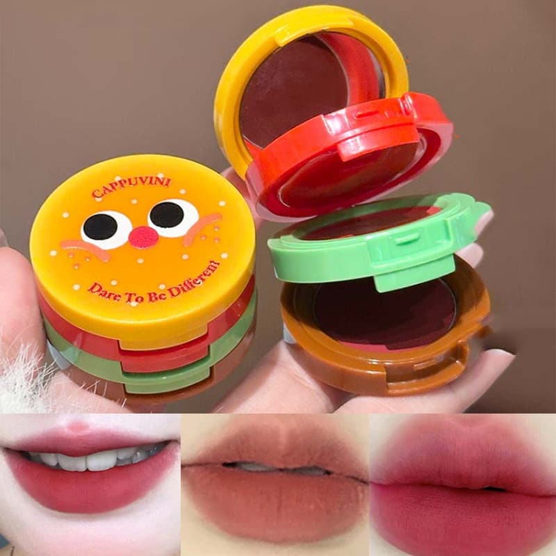 Mousse Labial Cappuvini Velvet-Fórmula De Manteiga Fosca , De Longa Duração , Sem Secagem , Design De Hambúrguer Fofo ,