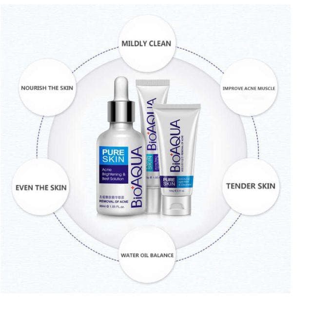 %Original BIOAQUA Conjunto de Sérum Anti-acne para Remoção de Cicatrizes de Acne e Manchas de Acne JOHM