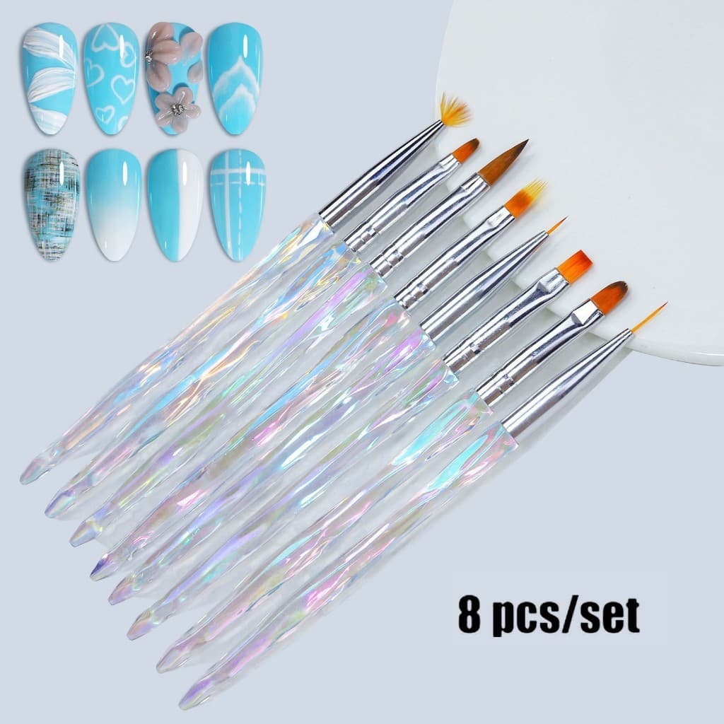 Kit 8 Pincel De Pintura Náilon Artista Pincéis Aquarela Novas Cores