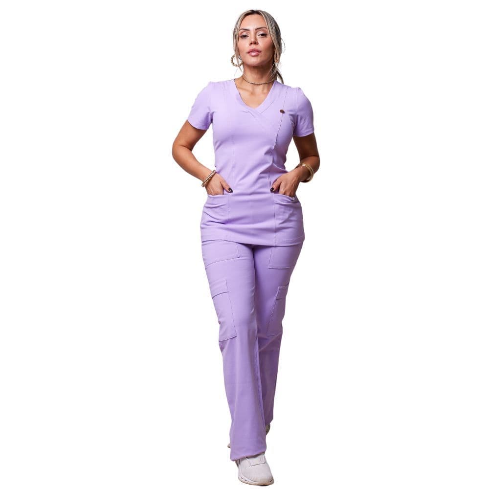 Conjunto Scrub Pijama Cirúrgico Verona Lavanda Toque Geladinho Poliamida