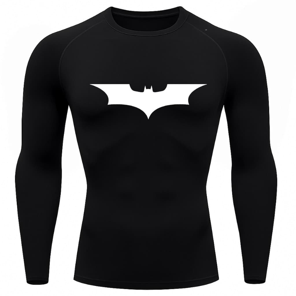 Camiseta Camisa Proteção Uv 50+ Segunda Pele Manga Longa Símbolo Batman Rash Guard