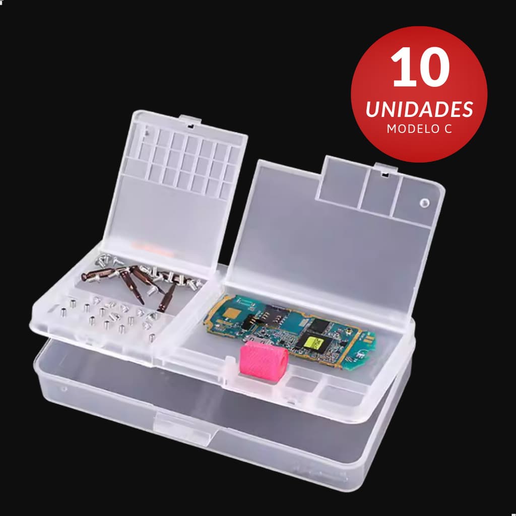 Kit 10 Caixa Organizadora Transparente Componentes Placa Manutenção Celular
