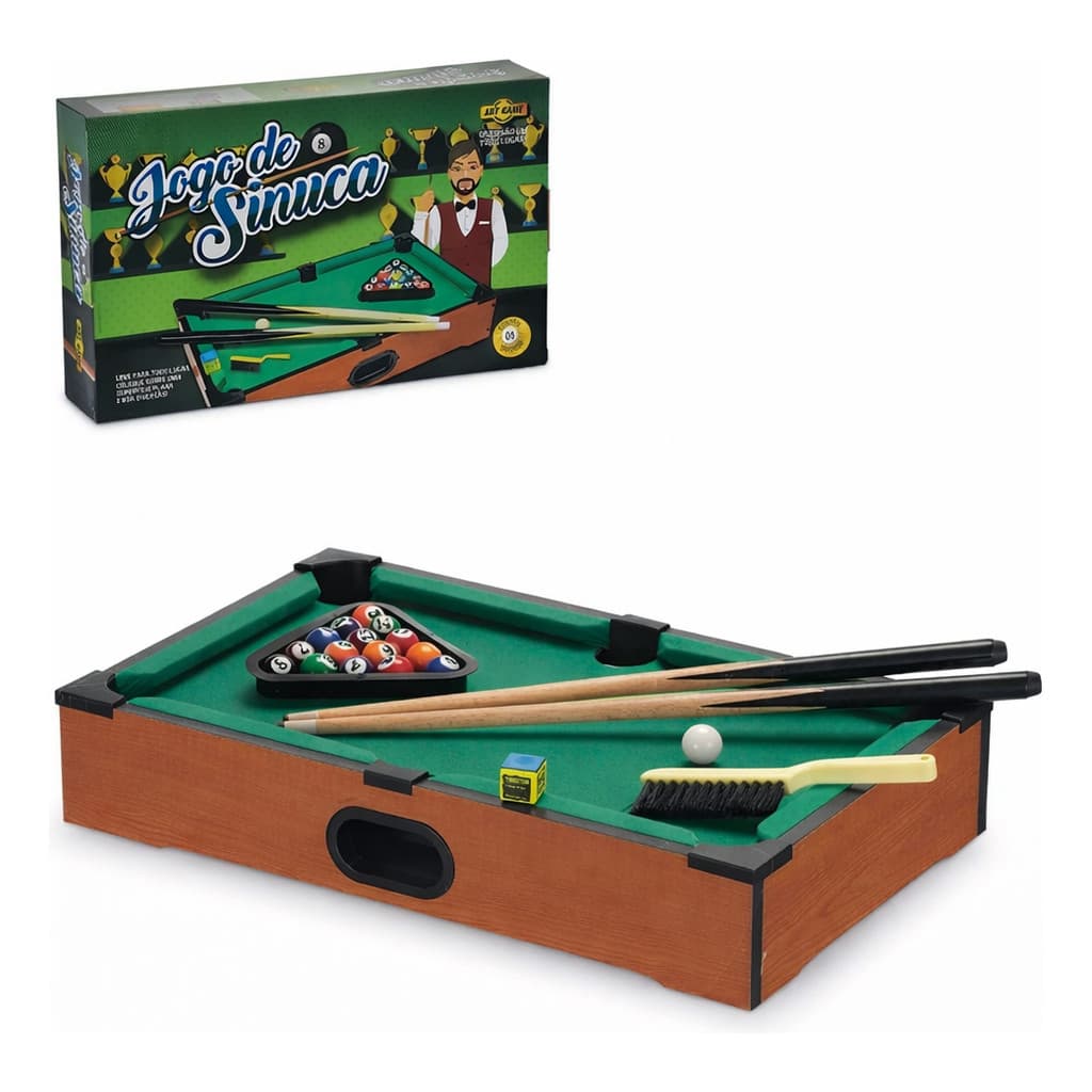 Mini Mesa De Bilhar Jogo Snooker Sinuca Brinquedo Completo