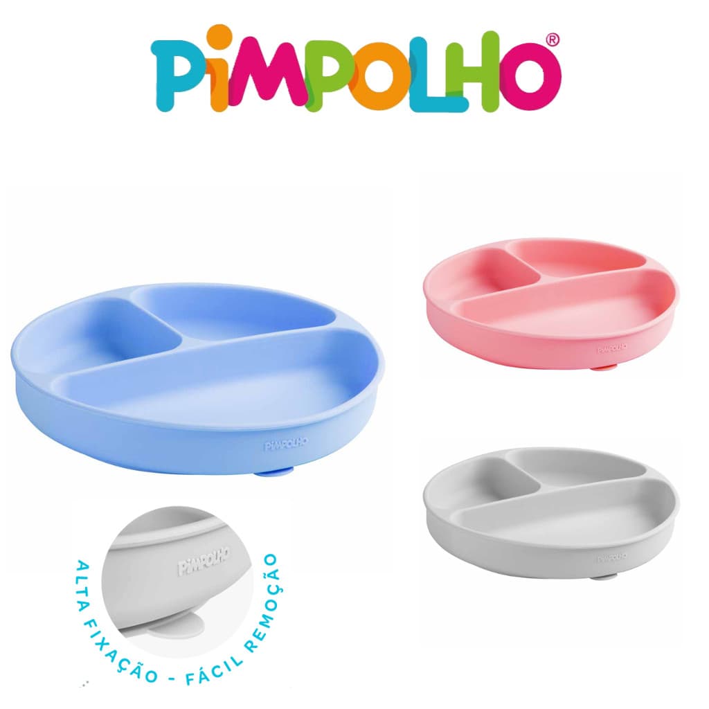 Prato de Silicone Infantil Soft com Divisória e Ventosa Pimpolho