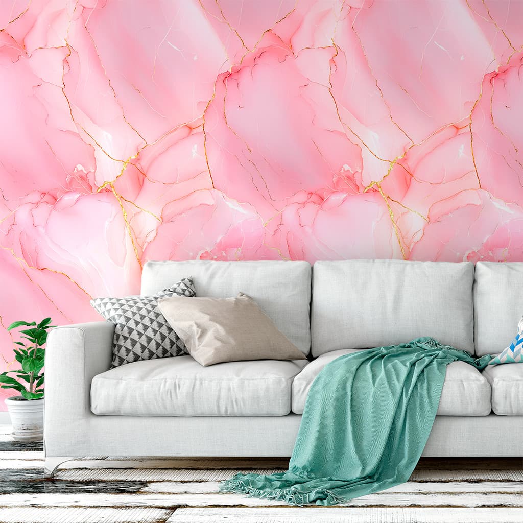 Papel Parede Mármore Rosa Gold Autoadesivo 50cm Vinílico Antibacteriano Quarto Feminino Elegante
