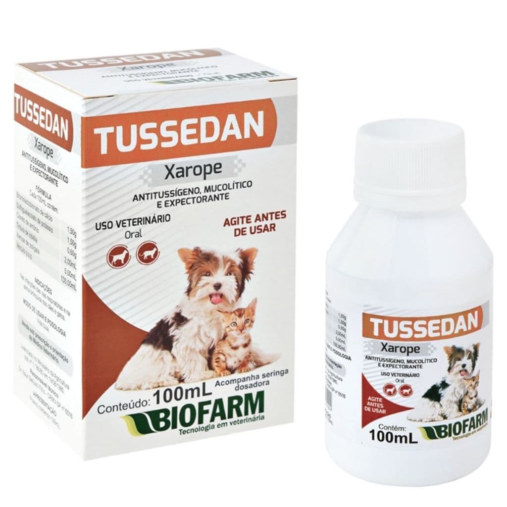 TUSSEDAN Xarope para tosses Cães e Gatos - 100mL - Biofarm
