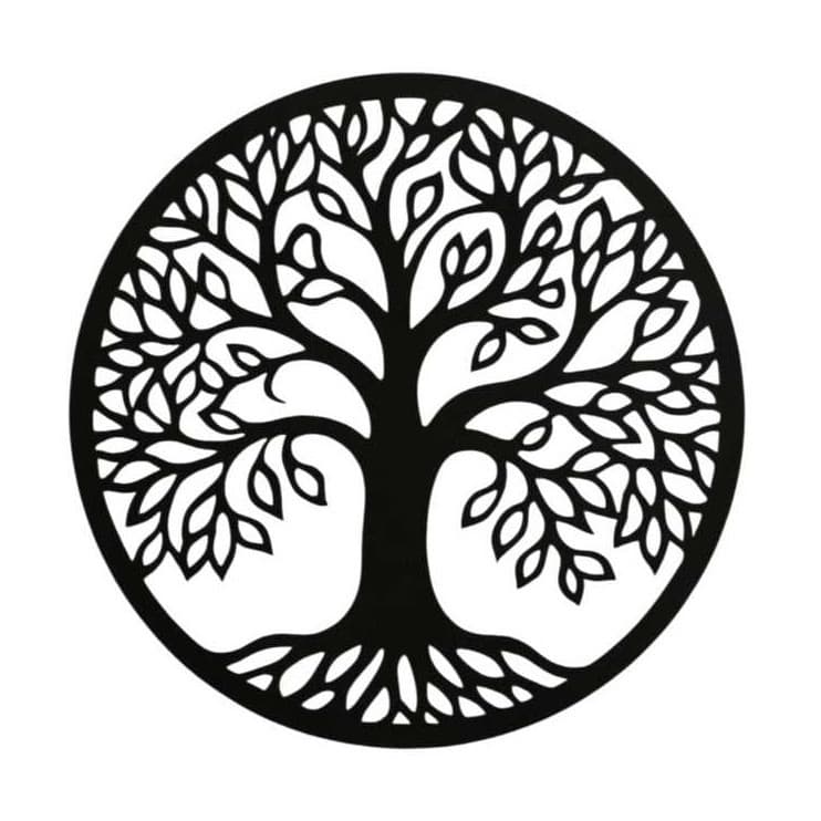 Quadro Decorativo Árvore da Vida Mandala MDF Preto Para Parede Sala Quarto Escritório Decoração Zen Presente Elegante