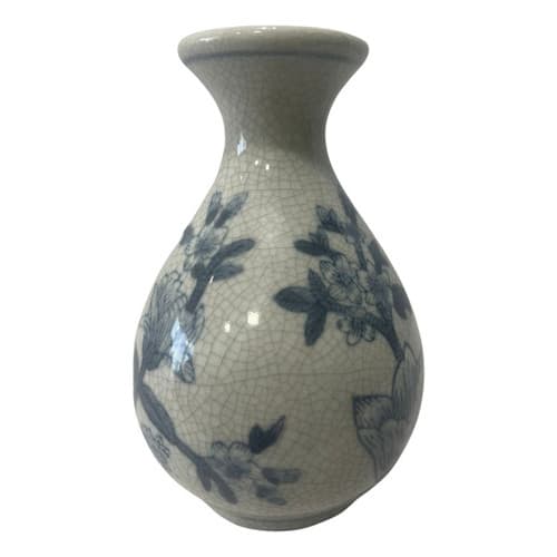 VASO CERAMICA FLORAL BRANCO 5X15CM