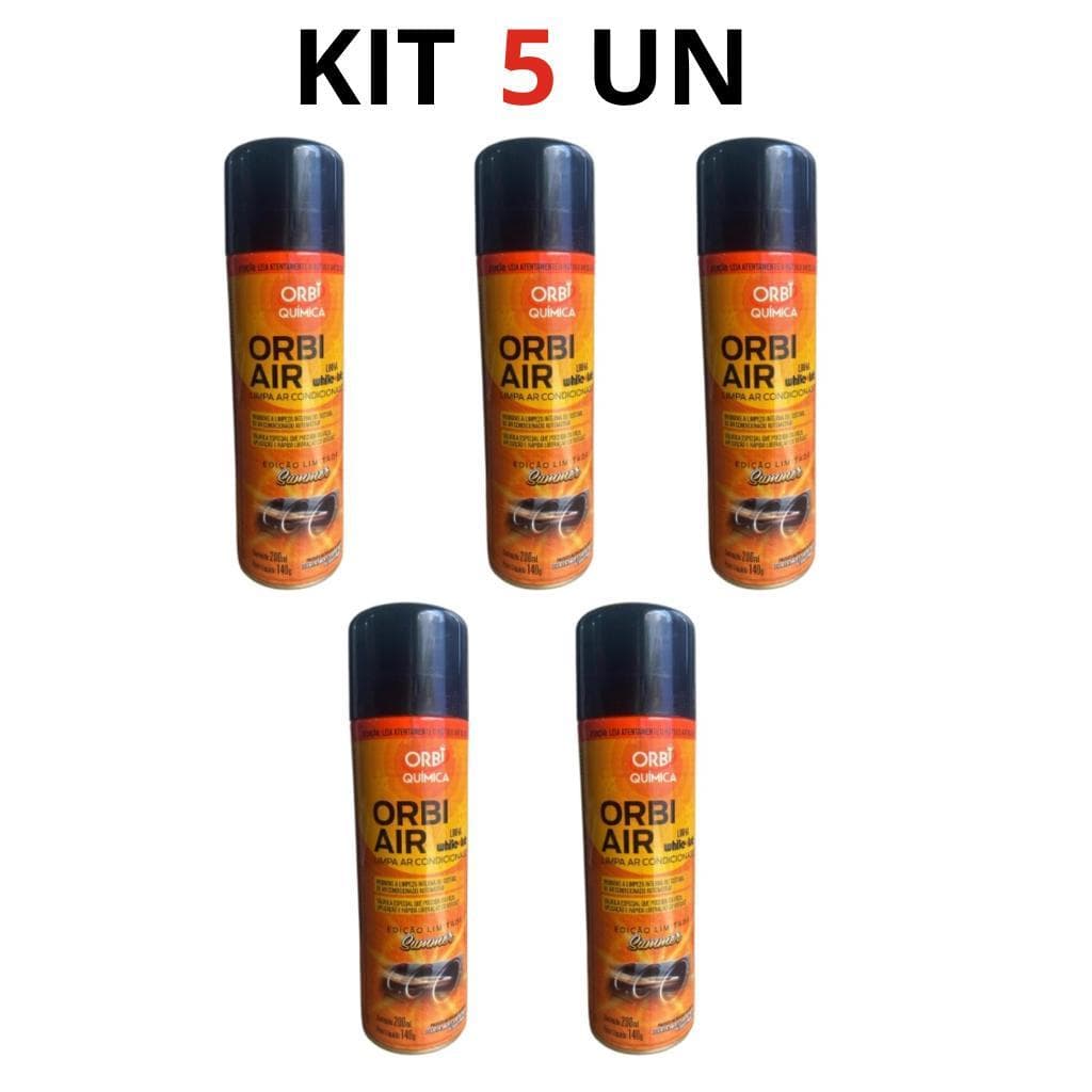 KIT 5 UN Limpa Ar Condicionado Automotivo Spray Higienização Orbi-air - Summer