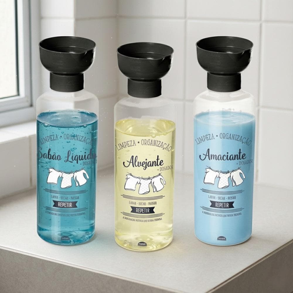 Kit Lavanderia Sabão Líquido Amaciante Alvejante Plasútil