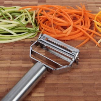 Descascador Fatiador 2 em 1 Aço Inox Multiuso para Frutas Legumes Verduras