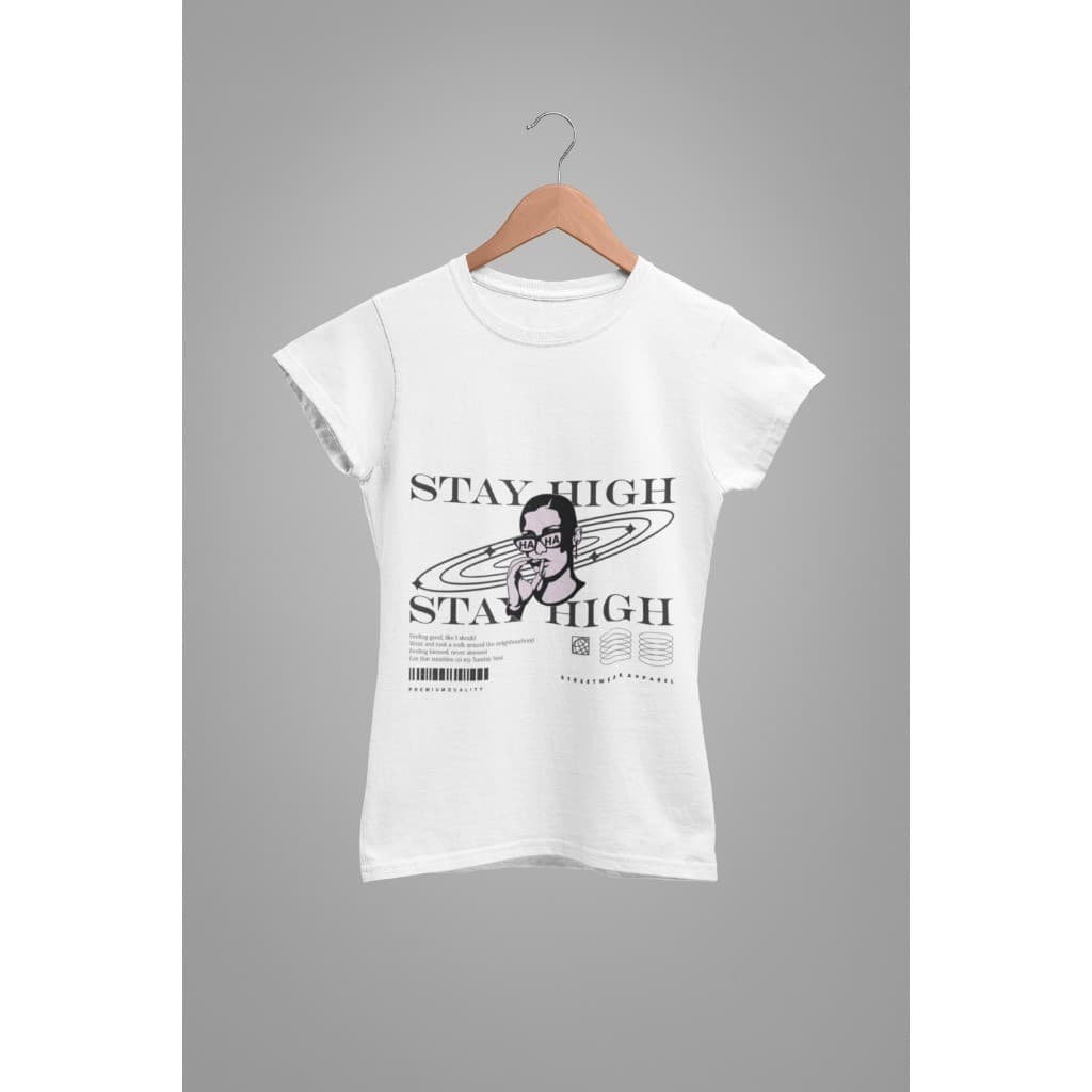 Babylook Stay High  Estilo Gringa / Moda Streetwear / Estampa Alternativa Y2K