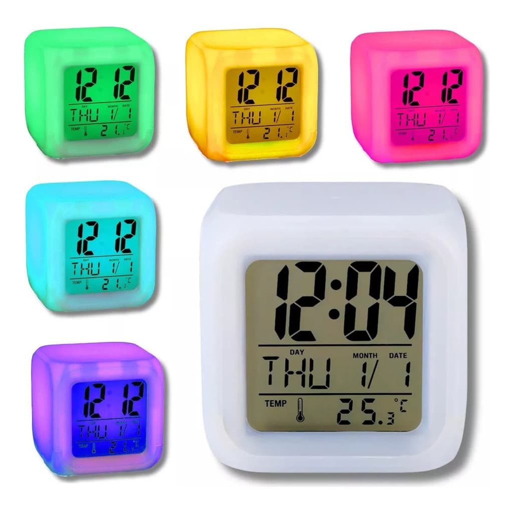 Relógio Despertador Digital De Mesa Criado Mudo Led Colorido