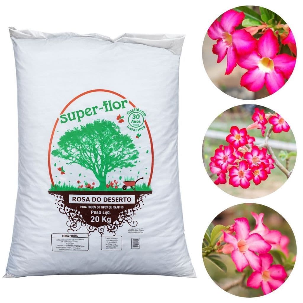 Terra para Rosa do Deserto Super Flor Jardinagem Vasos 20Kg (Máx 1 Un Por Pedido)