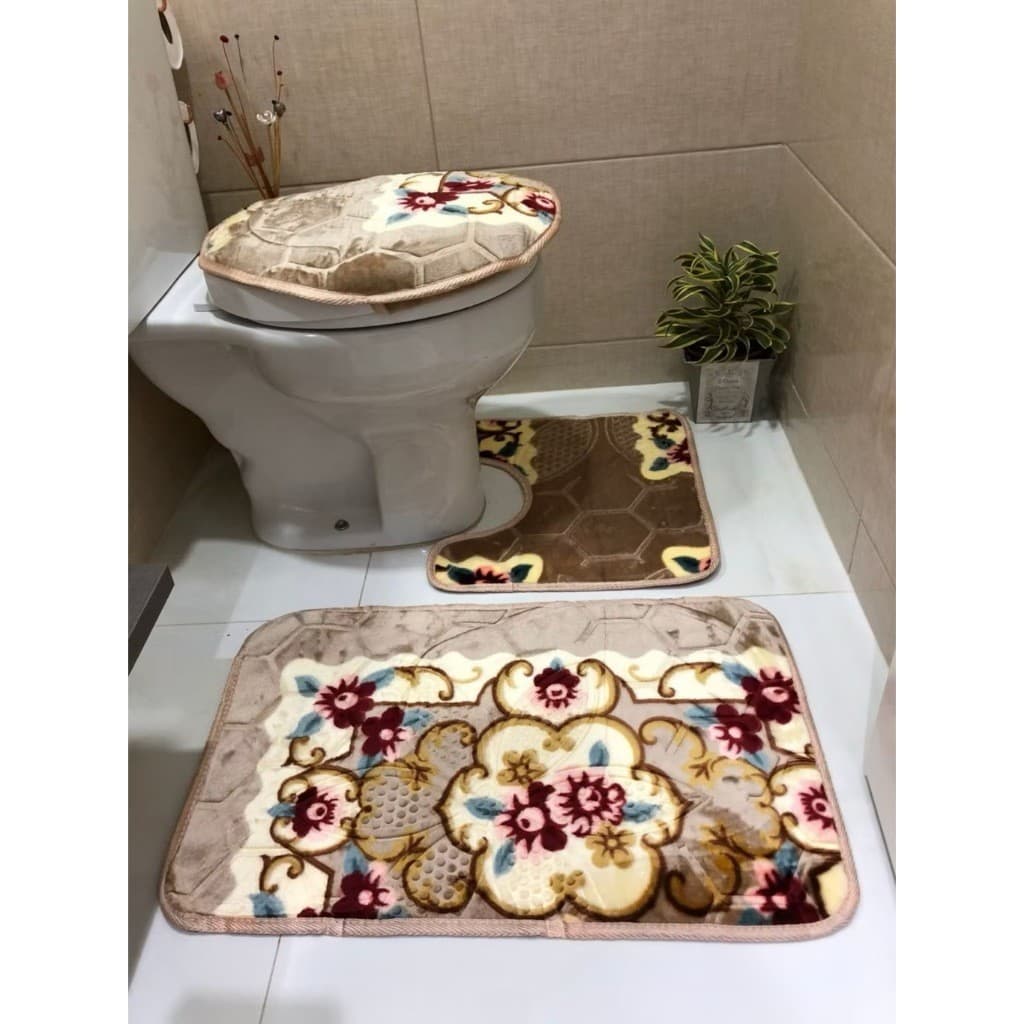 Kit de Banheiro com estampa floral, jogo antiderrapante casa decoração Top Li Original
