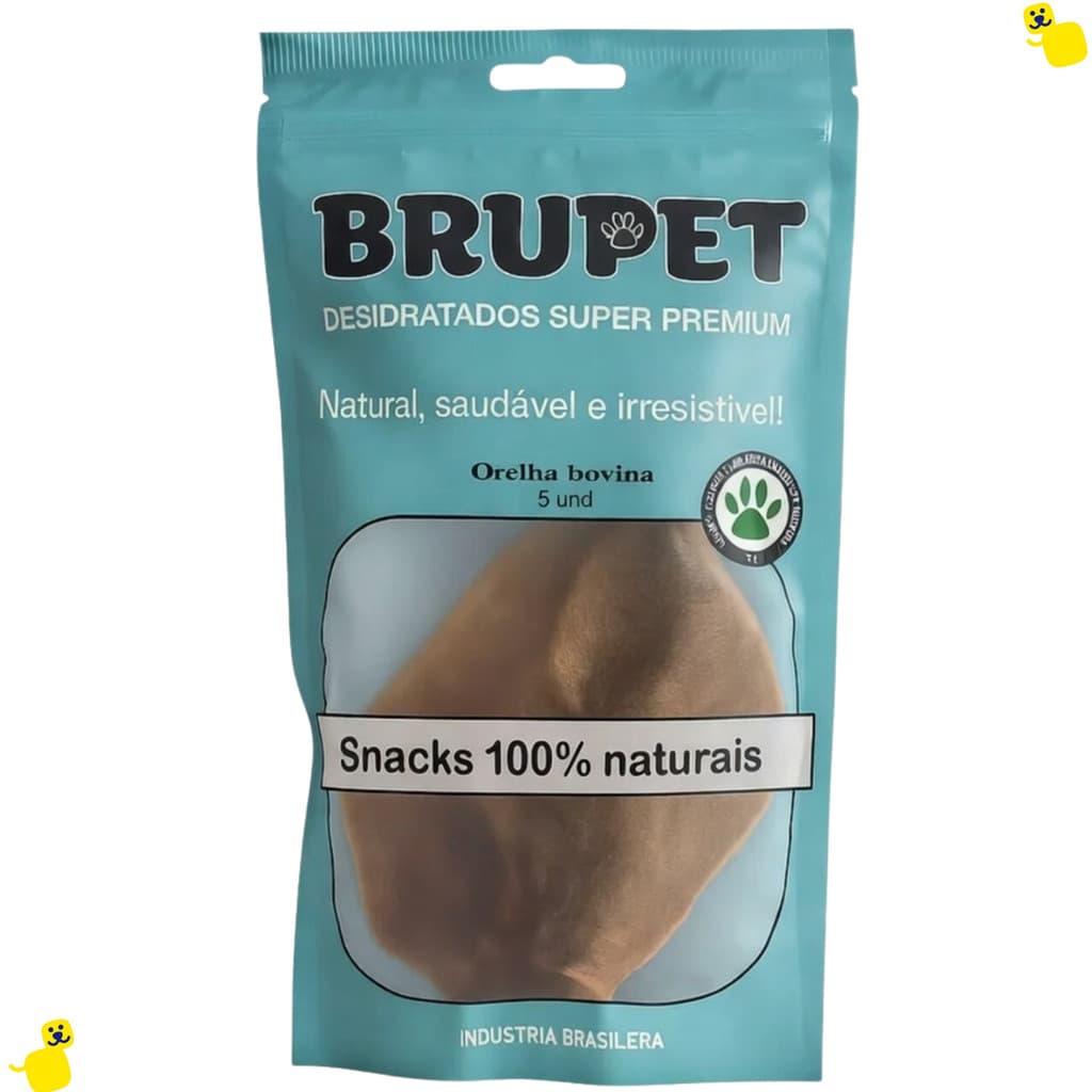 Petisco para Cachorro orelha bovina para cães mordedor para cachorro Premium 5 Unidades Brupet