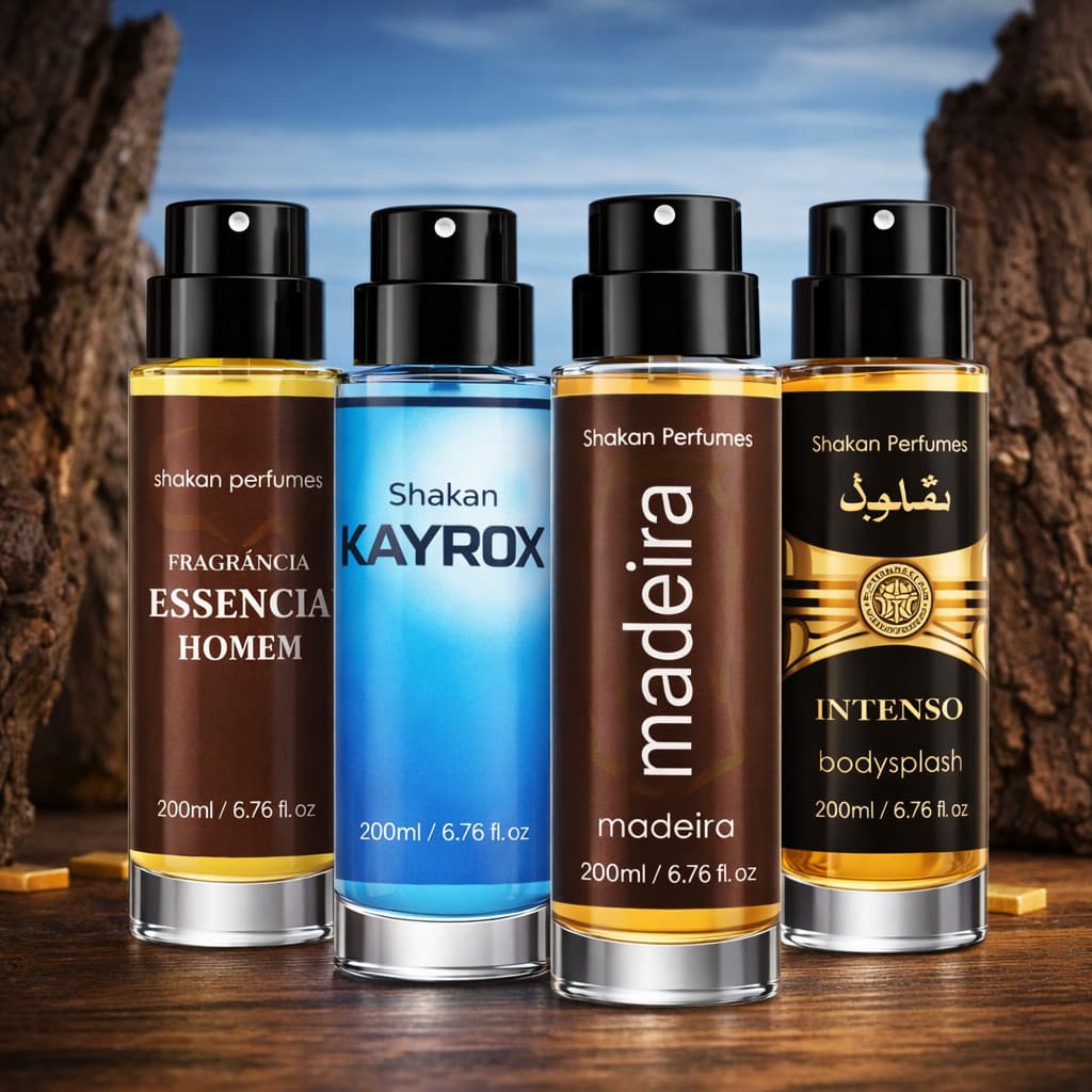 Kit com 4 Body Splash Masculinos 200ml Kayrox Essência Madeira Árabe
