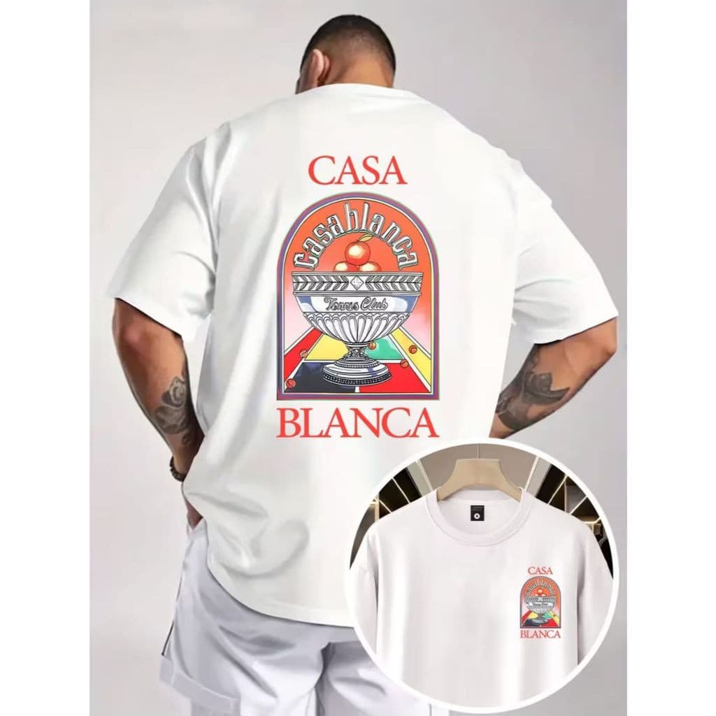 [Camiseta Premium em Algodão Puro]HYP Camiseta Masculina Estampa Taça Branca Streetwear 100% Algodão