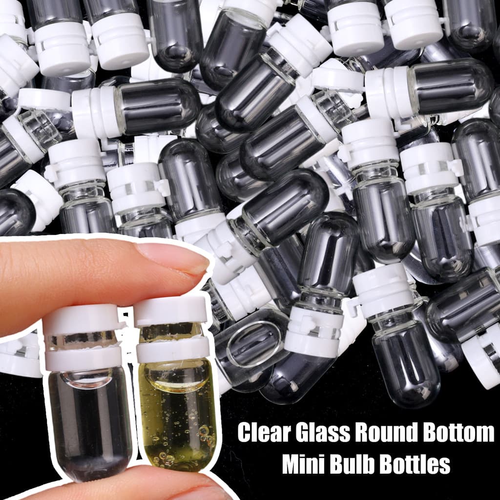 10-40 Peças Mini Garrafas De Vidro 1.5ml Tamanho De Viagem , Recipientes Divididos Transparentes Para Óleo Essencial/Rem