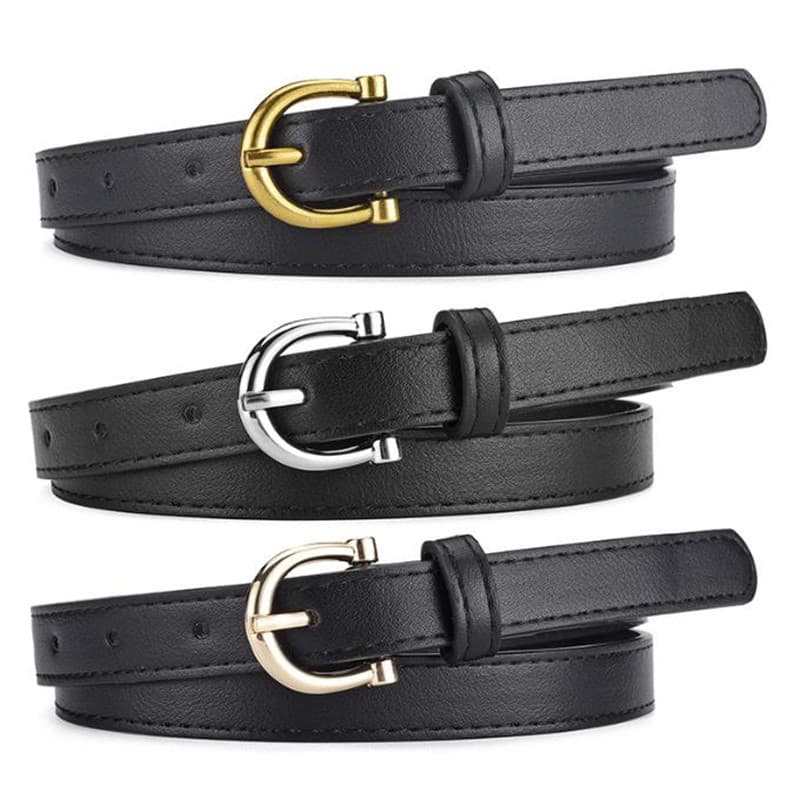 2025 novo estilo elegante All-Match único preto cinto fino simples 1.8cm de largura Denim azul marinho cintura na moda
