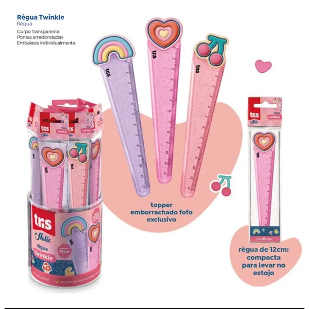 Régua Plástica Twinkle Holic Charm 12cm Tris