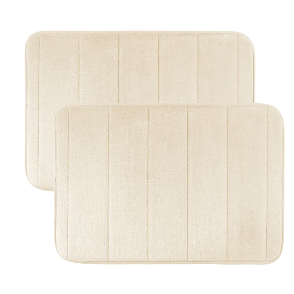Kit 2 Tapetes Banheiro Ultra Soft Absorvente Antiderrapante 60x40cm Flannel Veludo Bege/Off White