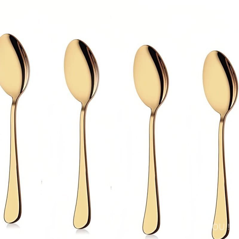 6/12/18 Pcs Pequena Colher Dourada,Adequado Restaurante, Festa, Viagem, Uso Ao Ar Livre.