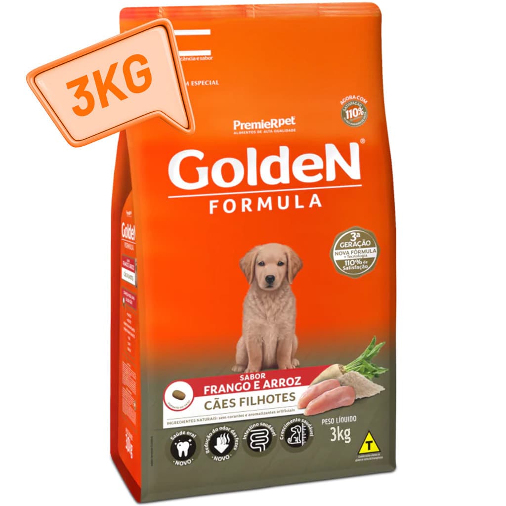 Ração Golden Formula Cães filhotes 3kg Frango & Arroz
