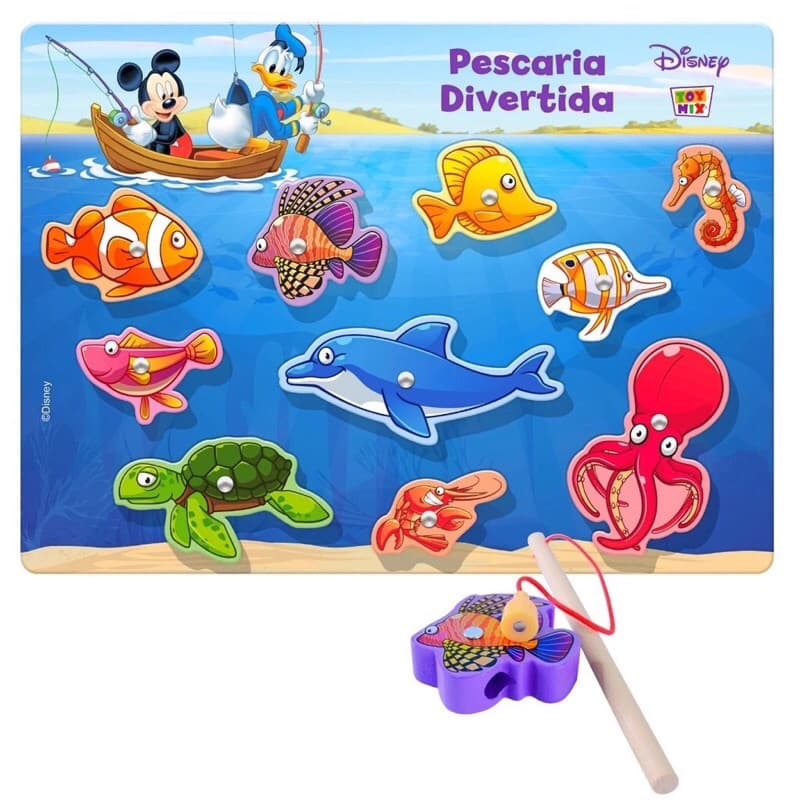 Brinquedo Educativo Madeira Pescaria Magnética MDF Montessori