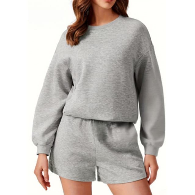 Senhoras Shorts de manga comprida pijamas conjunto primavera outono estilo fino solto exterior Wearable Loungewear conju