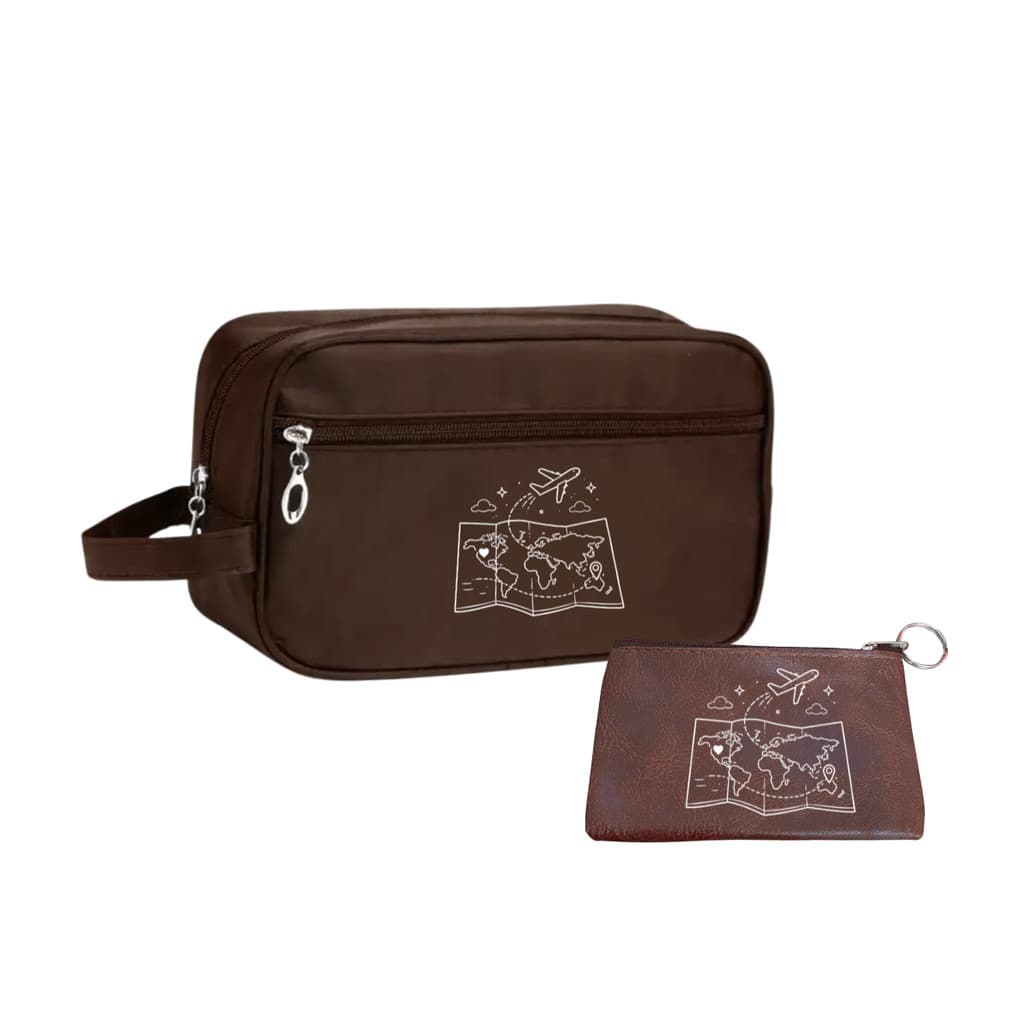 Kit 2 Necessaire Organizadora e Bolsa Feminina Masculina Higiene Viagem Passeio Cosméticos Maquiagem Impermeável