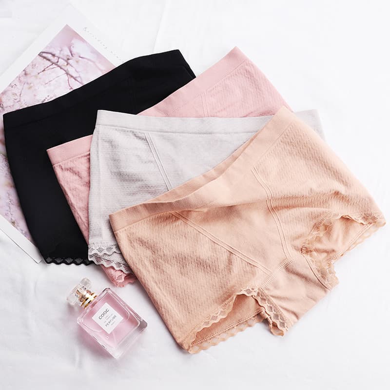 Cuecas Boxer Modal femininas cintura média algodão puro sem costura respirável renda guarnição cuecas femininas