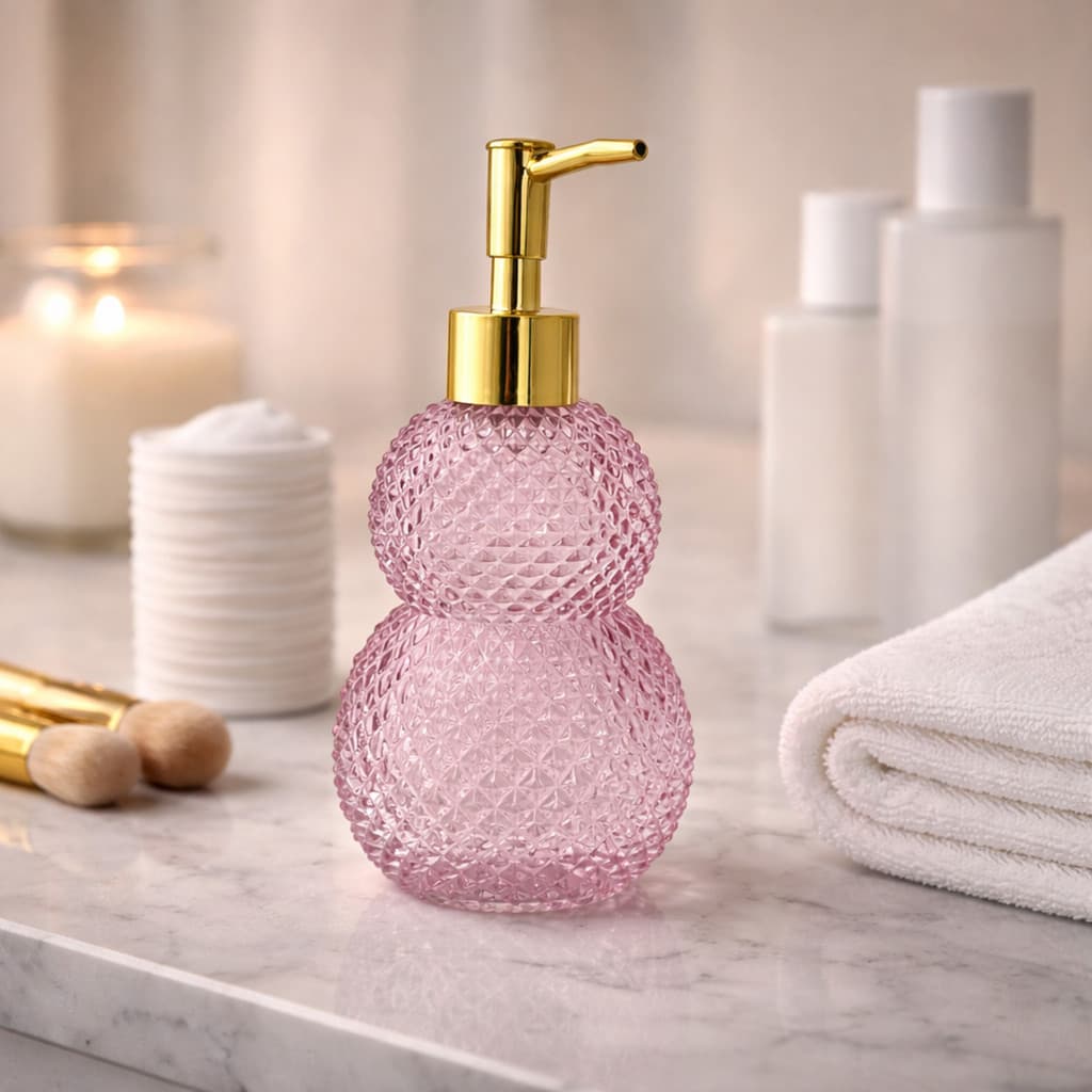 Dispenser Sabonete Limpador Pincéis Água Micelar Vidro Rosa