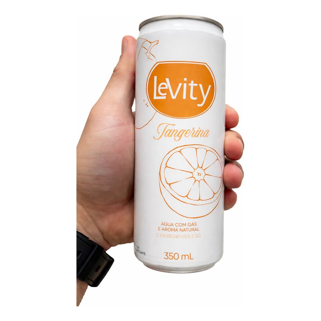 Kit 12 Água Mineral com Gás Levity Tangerina 350ml – Sabor Natural e Zero Açúcar