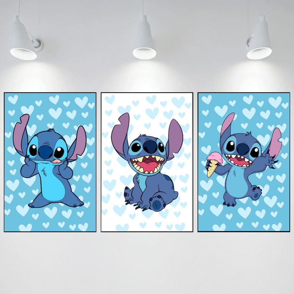 KIT 3 Placas Stitch Quadro Decorativo Placa Decorativa AM