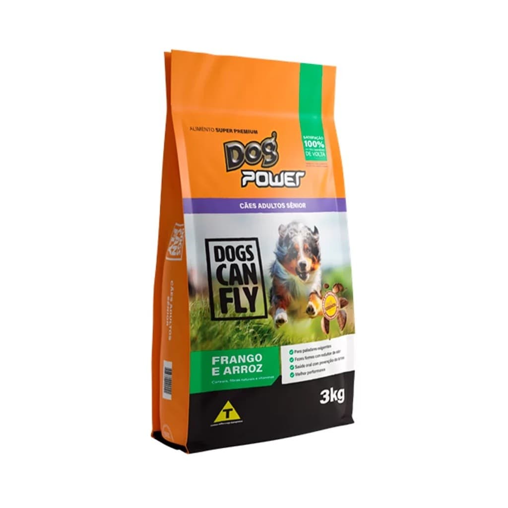 Ração Dog Power Para Cães Sênior+7 Sabor Frango E Arroz 3kg