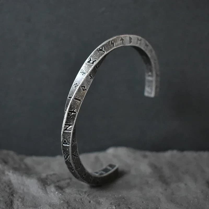 Pulseira de aço inoxidável Mobiuss, cor retrô, estilo masculino, moda nórdica, estilo Viking, padrão de letras, acessóri