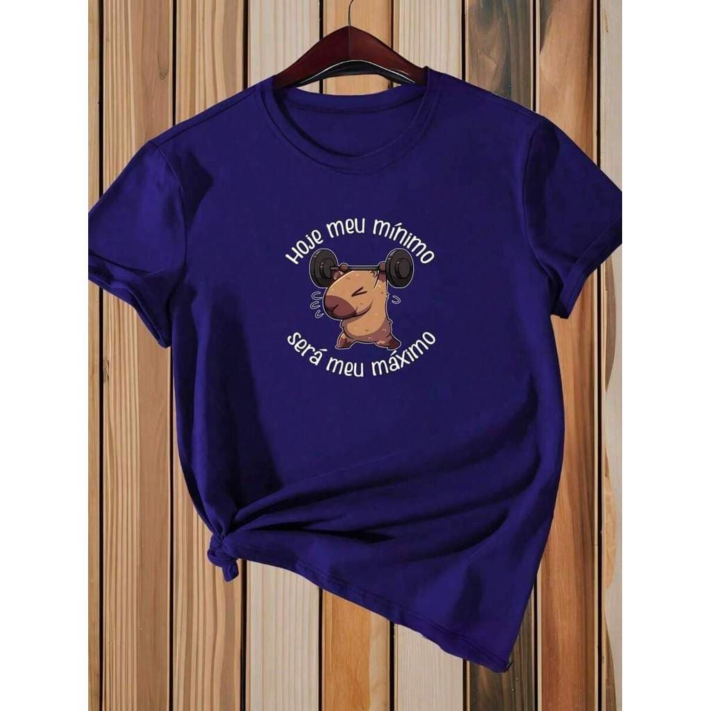 Camiseta Academia Feminina Camisa Treino 100% Algodão Premium Corrida Manga Curta Capivara