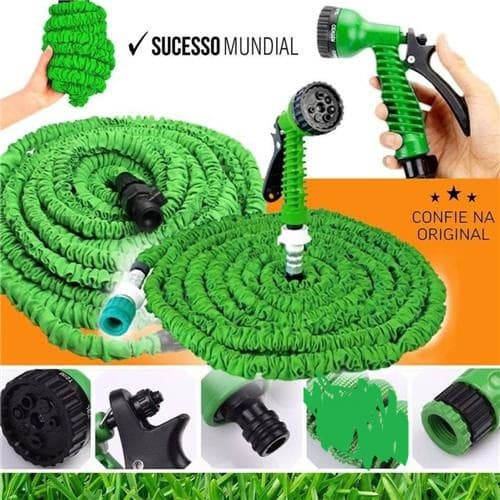Mangueira Jardim Retrátil Reforçada 30 m - Flexível - Mangueira Mágica expancivel retratil a melhor (verde)