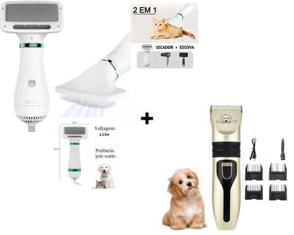 Kit Maquina De Tosa Aparadora Profissional P/ Cachorro Pets