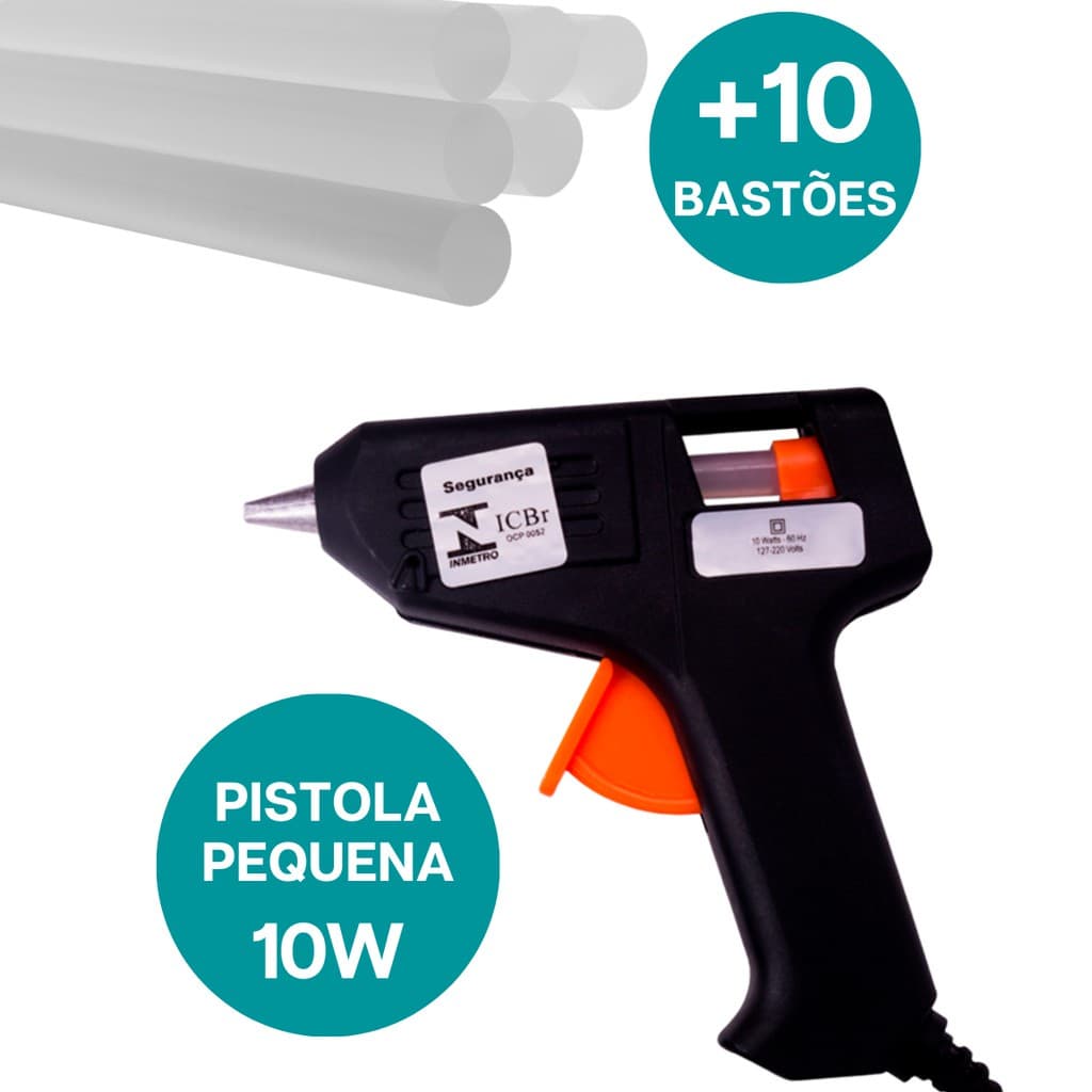 Pistola de Cola Quente Bivolt Com 10 Refis de Cola